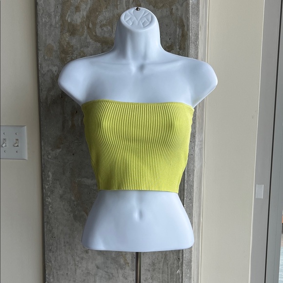 Kendall & Kylie Tops - Kendall & Kylie Neon Yellow Ribbed Crop Top